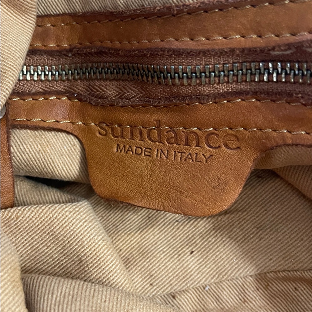 Sundance Cognac Brown Leather Handbag with Mini Pouch - Picture 10 of 11